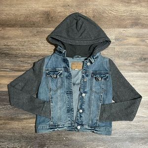 Hollister cropped denim jacket with hood